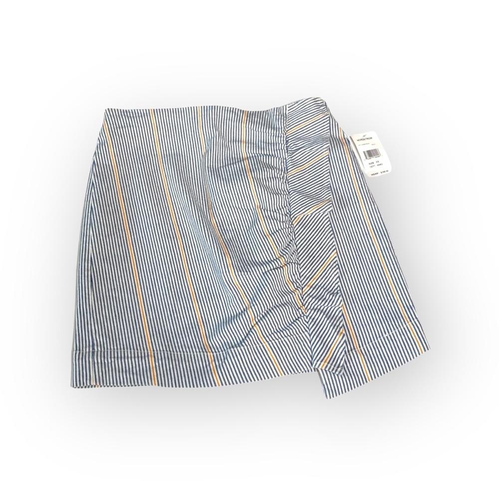 new 3x1 ᯾ Jane Ruffle Stretch Denim Mini Skirt ᯾ Blue Ticking Stripe ᯾ XS ᯾ Chic - Picture 8 of 16